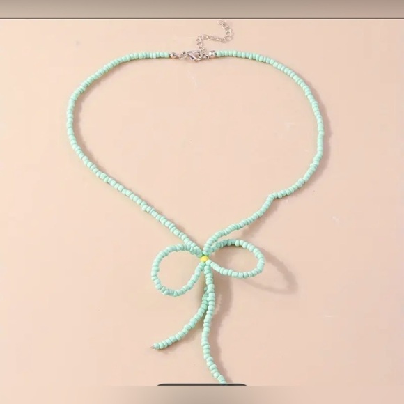 Halo & Harley Jewelry - Mint Green Bow Necklace Minimalist Design Jewelry